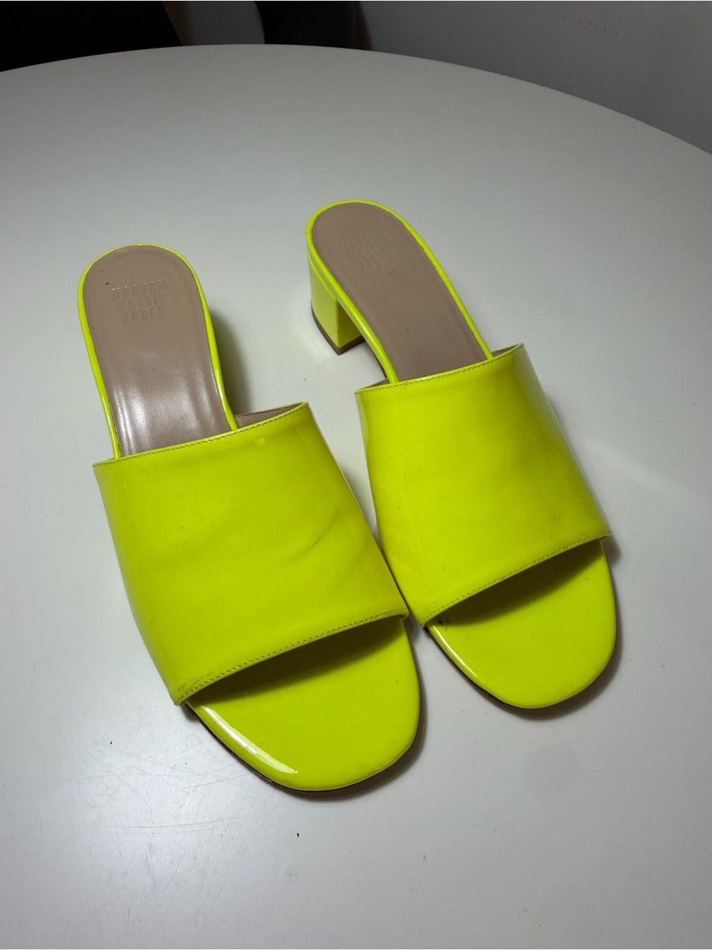 Maryam Nassir Zadeh Neon Yellow Block Heel Slide Mules